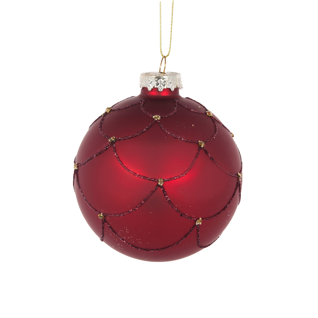 Matte Red Scalloped Bauble