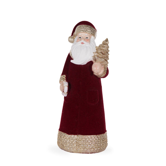 18Cm Burgundy Velvet Santa