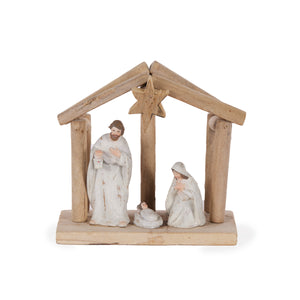 Rustic 3 Piece Nativity With Stable