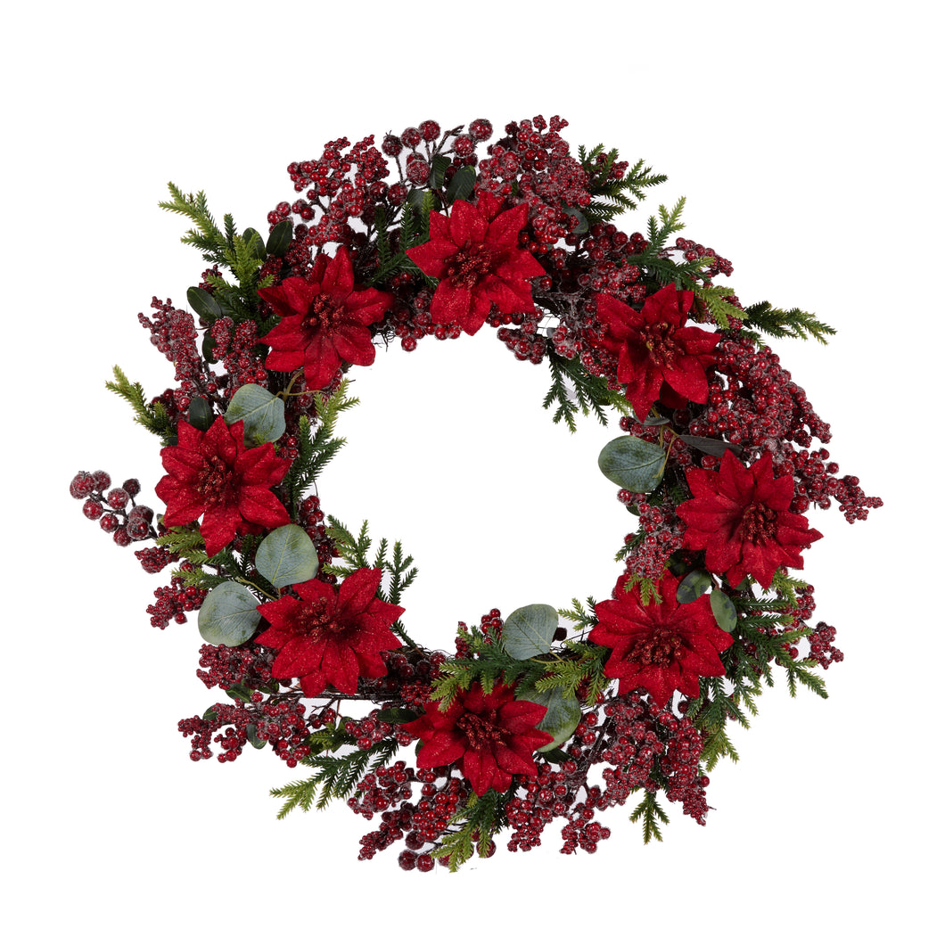 50Cm Luxe Red Poinsettia Wreath