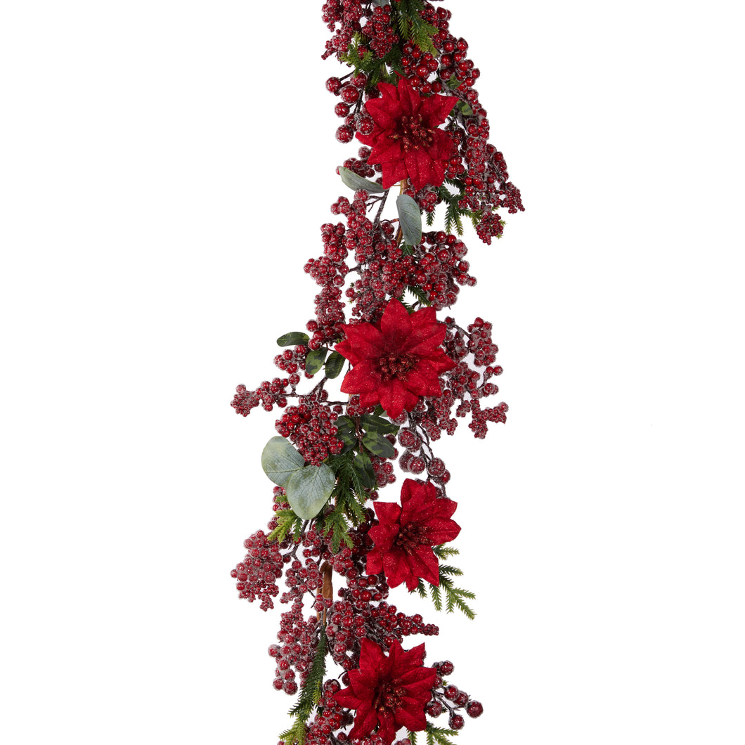 200Cm Luxe Red Poinsettia Garland
