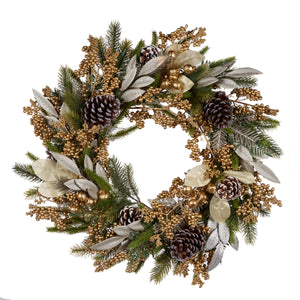 50Cm Luxe Gold Pinecone Wreath