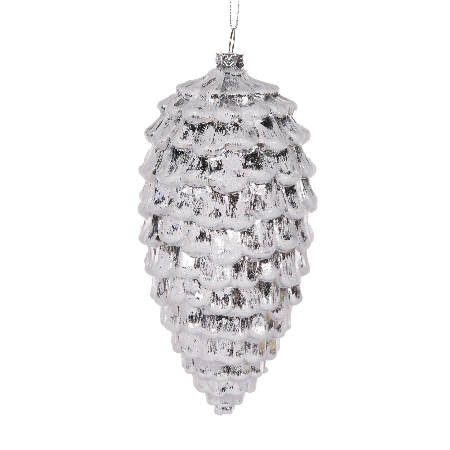 Silver Layered Pinecone Long Hanging