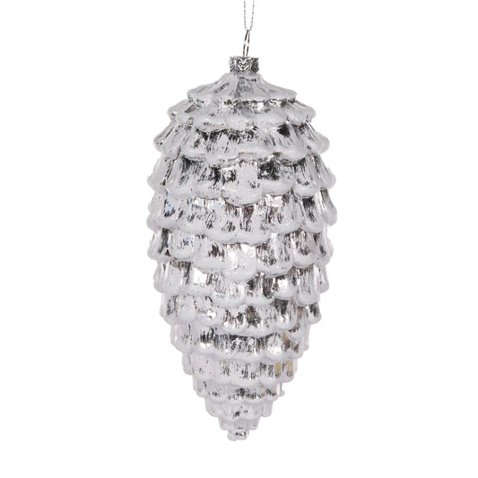 Silver Layered Pinecone Long Hanging