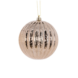 10Cm Ribbed Champagne Mercury Bauble