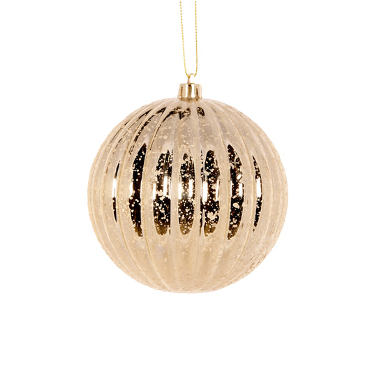 10Cm Ribbed Gold Mercury Bauble