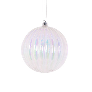 10Cm Ribbed Iridescent Bauble
