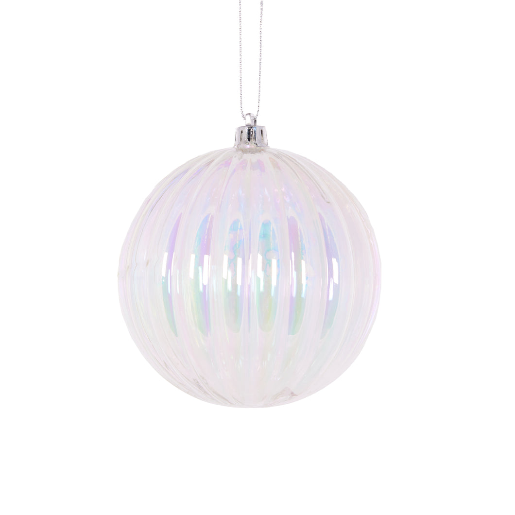 10Cm Ribbed Iridescent Bauble