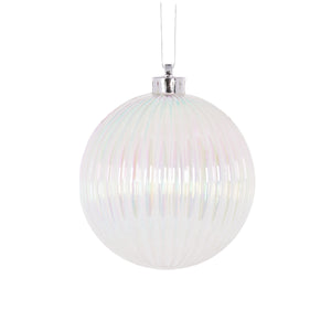12Cm Ribbed Iridescent Bauble