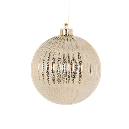 12Cm Ribbed Gold Mercury Bauble