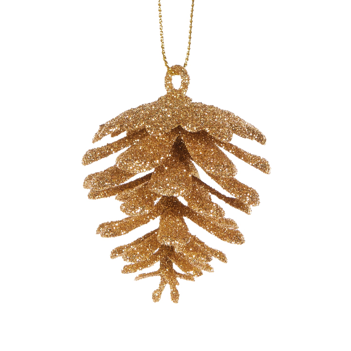 6Pk Glittered Gold Pinecones Hanging