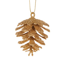Load image into Gallery viewer, 6Pk Glittered Gold Pinecones Hanging
