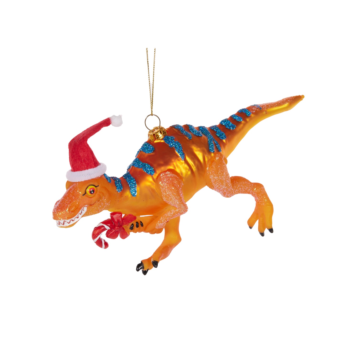 Glass Orange Dinosaur Hanging