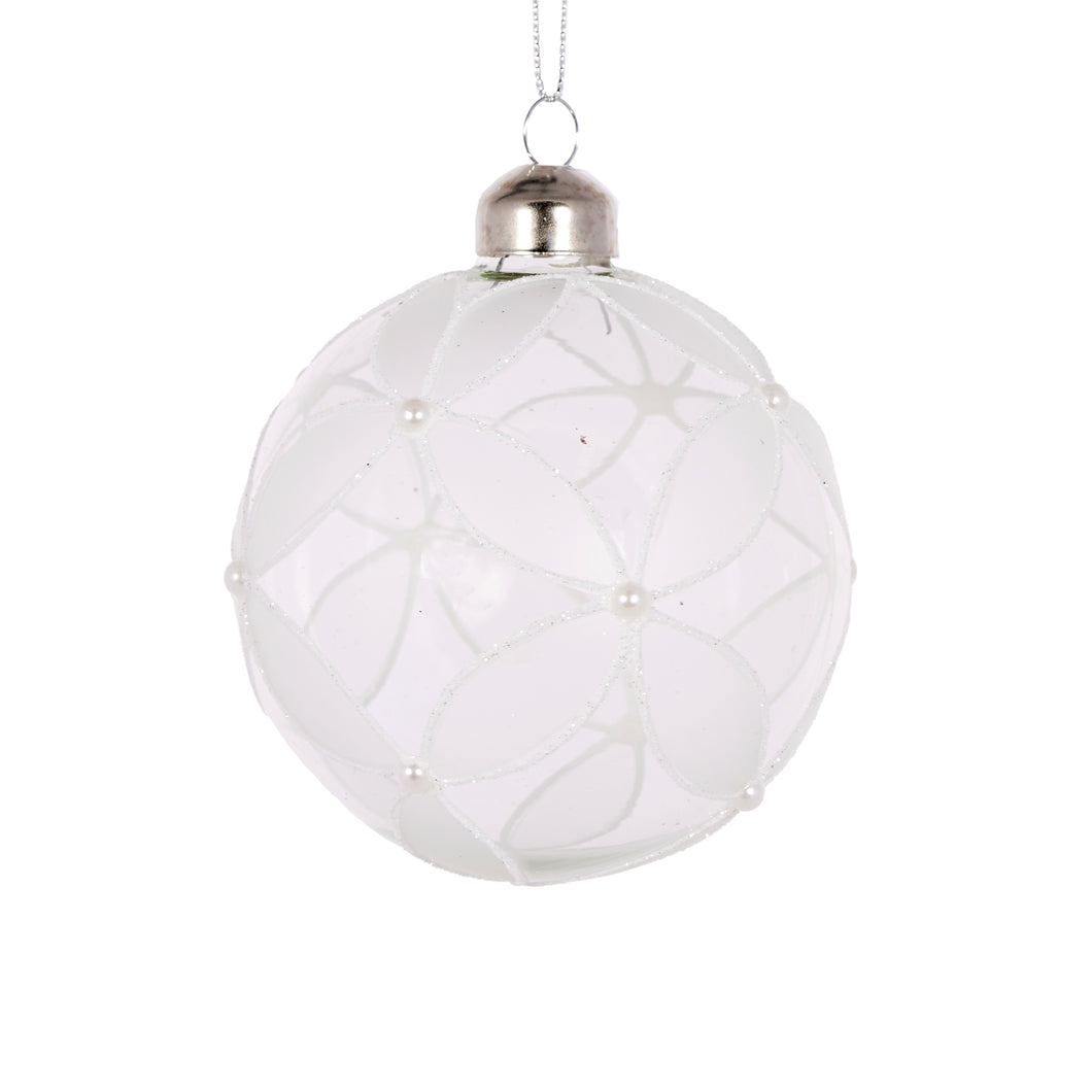 White Pearl Flower Bauble