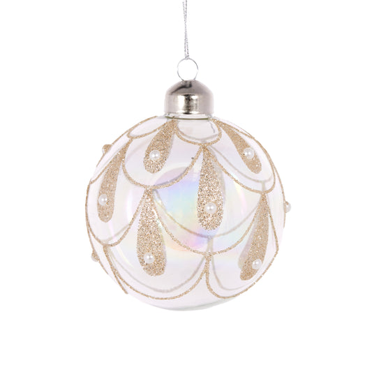 Glass Pearl Scalloped Bauble