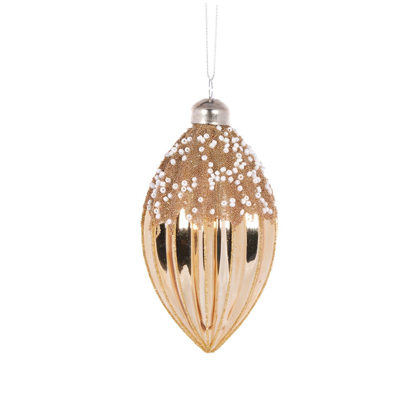 Gold Beaded Drop Bauble