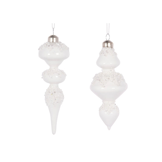 Set/3 White Beaded Finials