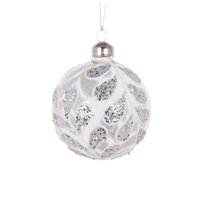 Silver Glitter Foliage Bauble