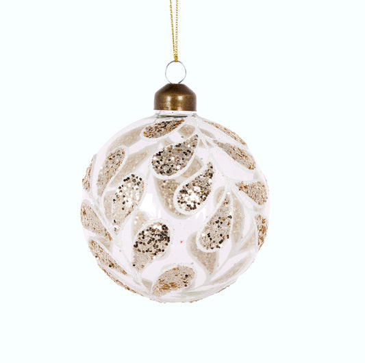 Champagne Glitter Foliage Bauble