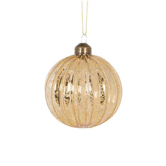 Gold Ribbed Round Bauble