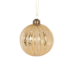 Gold Ribbed Round Bauble