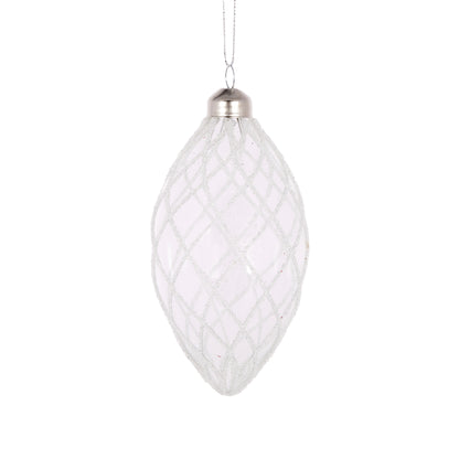 White Quilted Drop Bauble