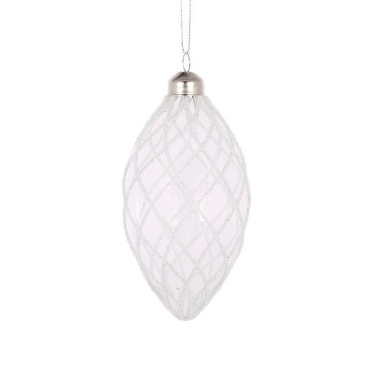 White Quilted Drop Bauble