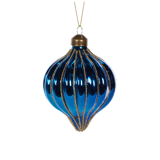 Bright Blue Stripe Drop Bauble