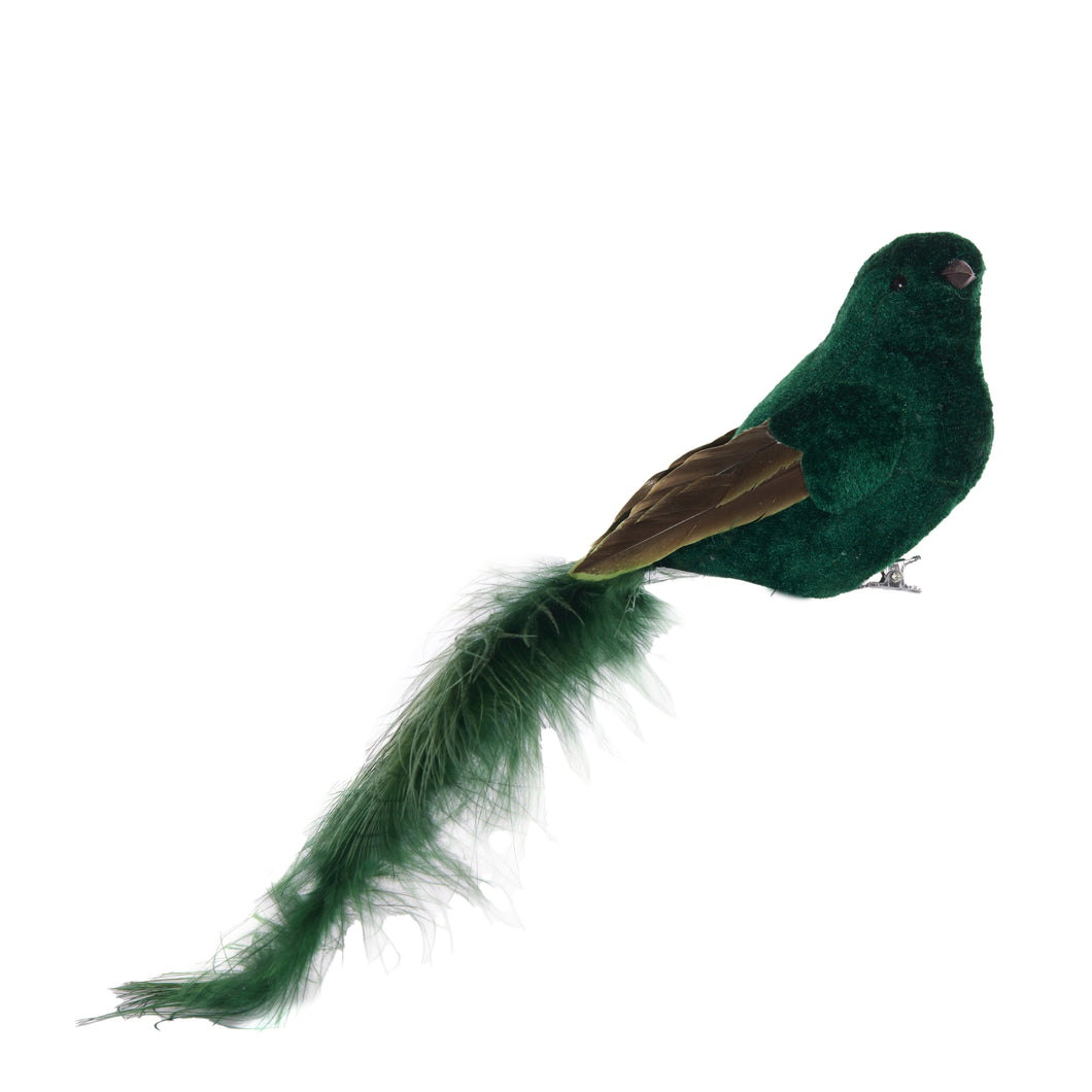 Emerald Velvet Clip Bird