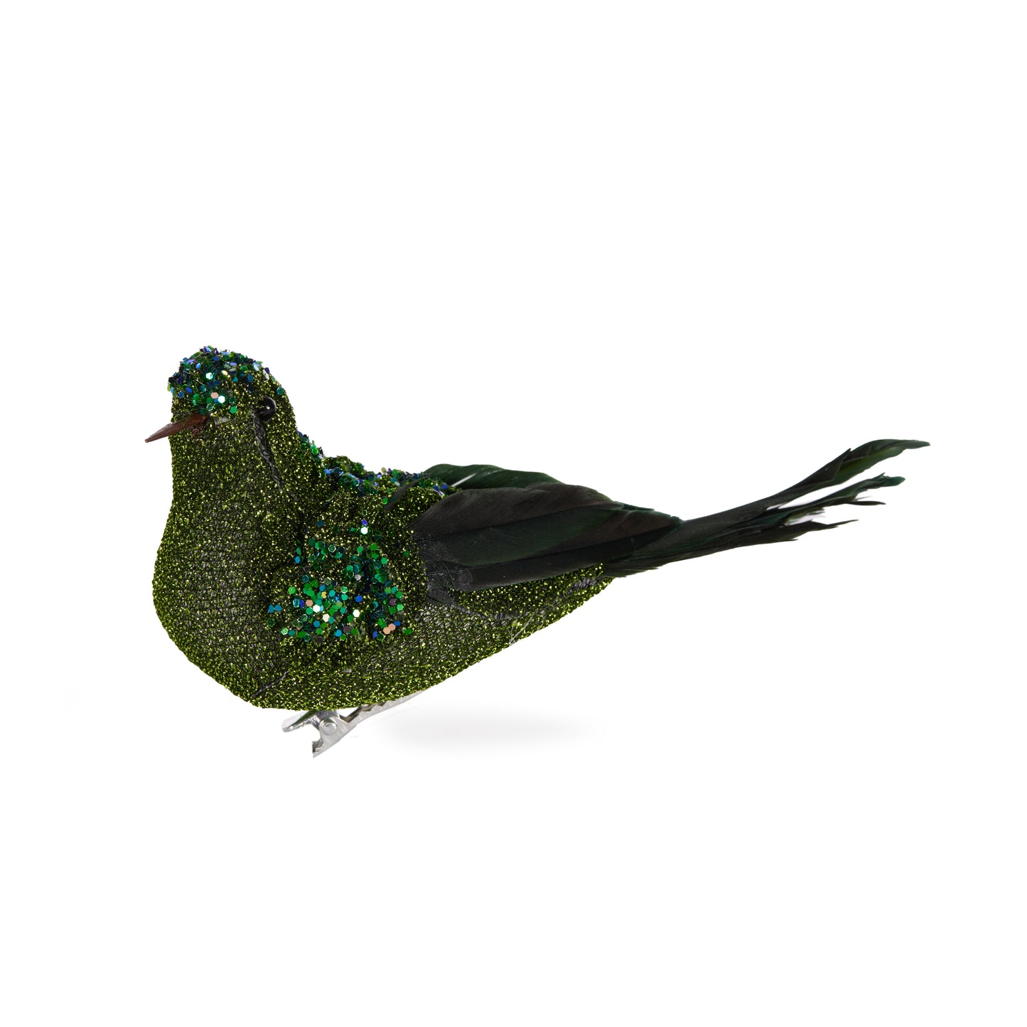 Mini Emerald Glitter Clip Bird