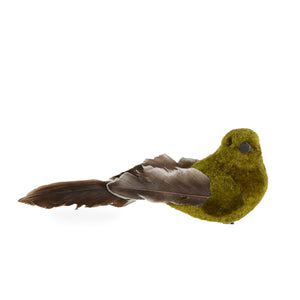 Green Velour Clip Bird