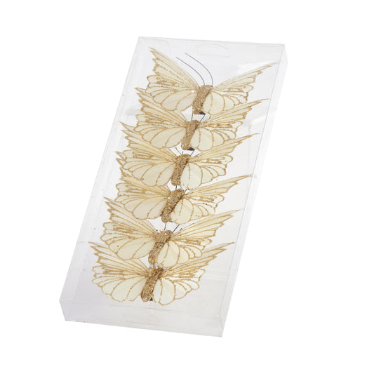 Set/6 Mini Ivory Clip Butterflies