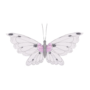 Xl Silver Glitter Clip Butterfly