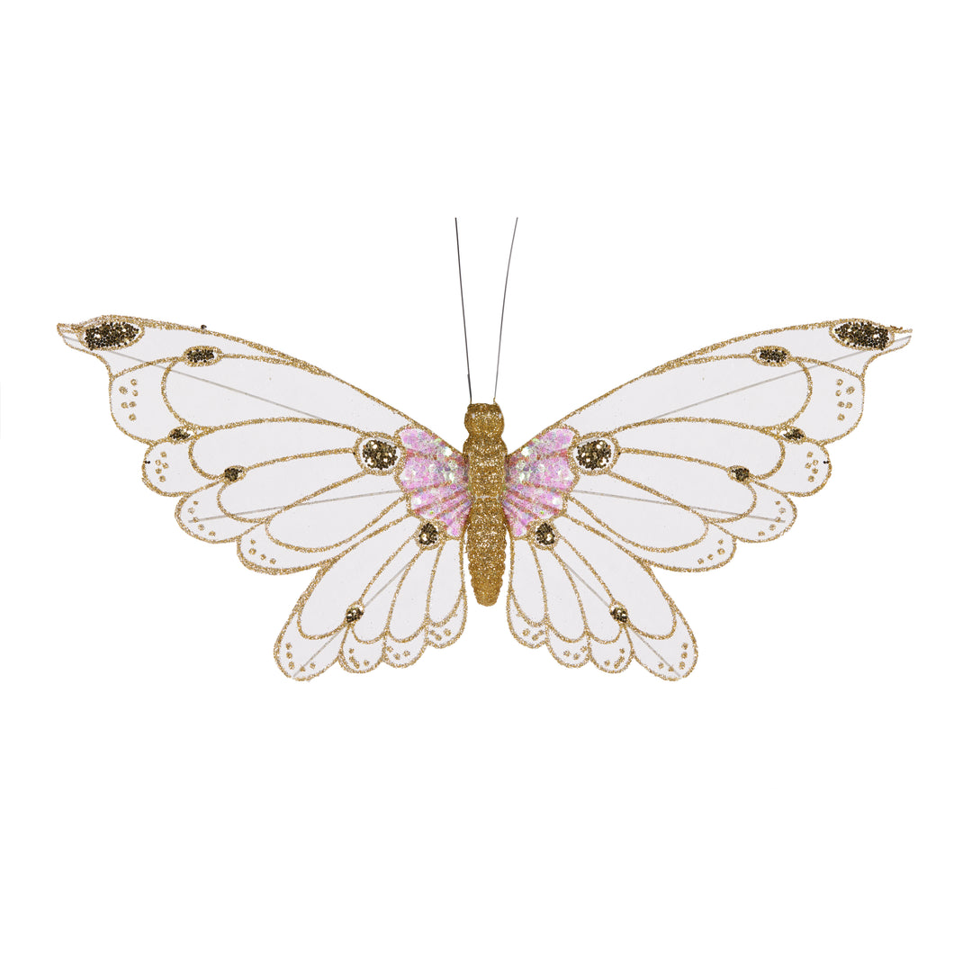 Xl Gold Glitter Clip Butterfly