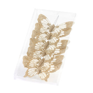 Set/6 Gold Glitter Clip Butterflies