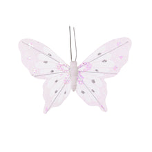 Load image into Gallery viewer, Set/6 White Glitter Clip Butterflies
