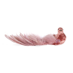 Blush Pink Velour Clip Bird