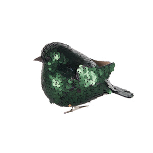 Emerald Sequin Clip Bird