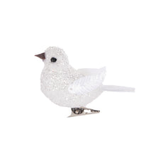 Load image into Gallery viewer, Set/8 Mini White Sparkle Clip Birds
