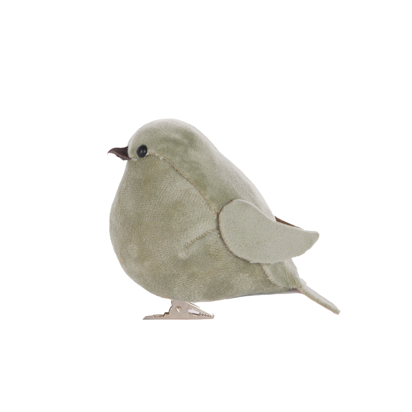 Sage Velour Clip Bird (One Only)