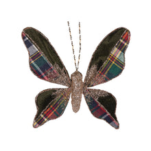 Load image into Gallery viewer, Green Tartan Clip Butterfly
