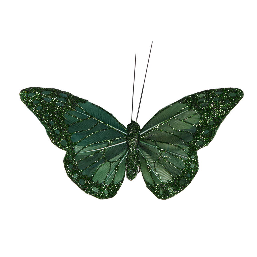 Green Glitter Clip Butterfly