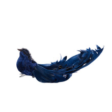 Load image into Gallery viewer, Elaborate Navy Feather Clip Bird
