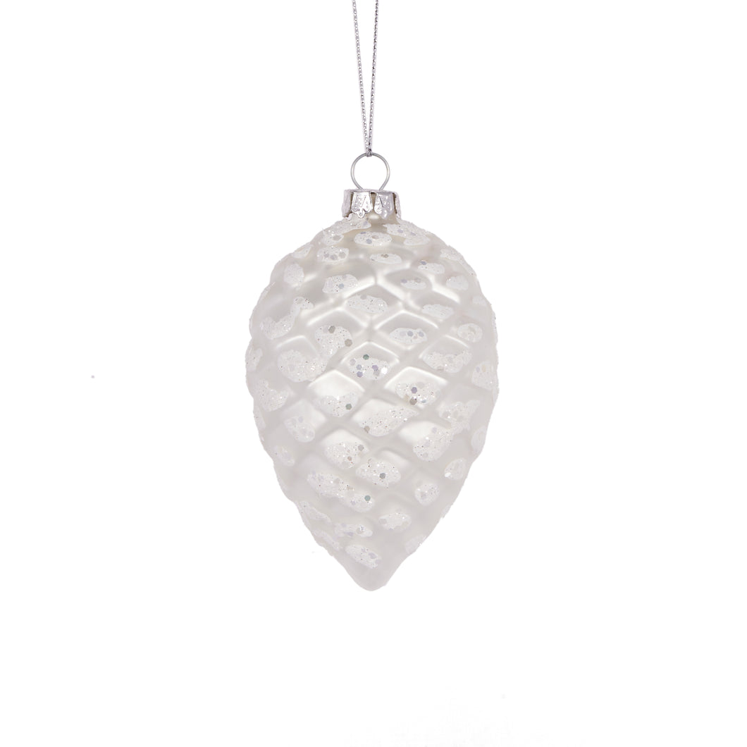 Icy White Pinecone Bauble