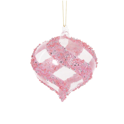 Pink Crystal Swirl Onion Bauble