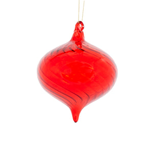 Transparent Red Swirl Onion Bauble