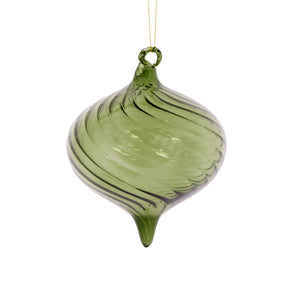Transparent Green Swirl Onion Bauble