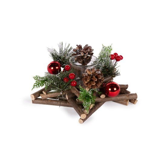 Traditonal Pine Star T-Light Holder