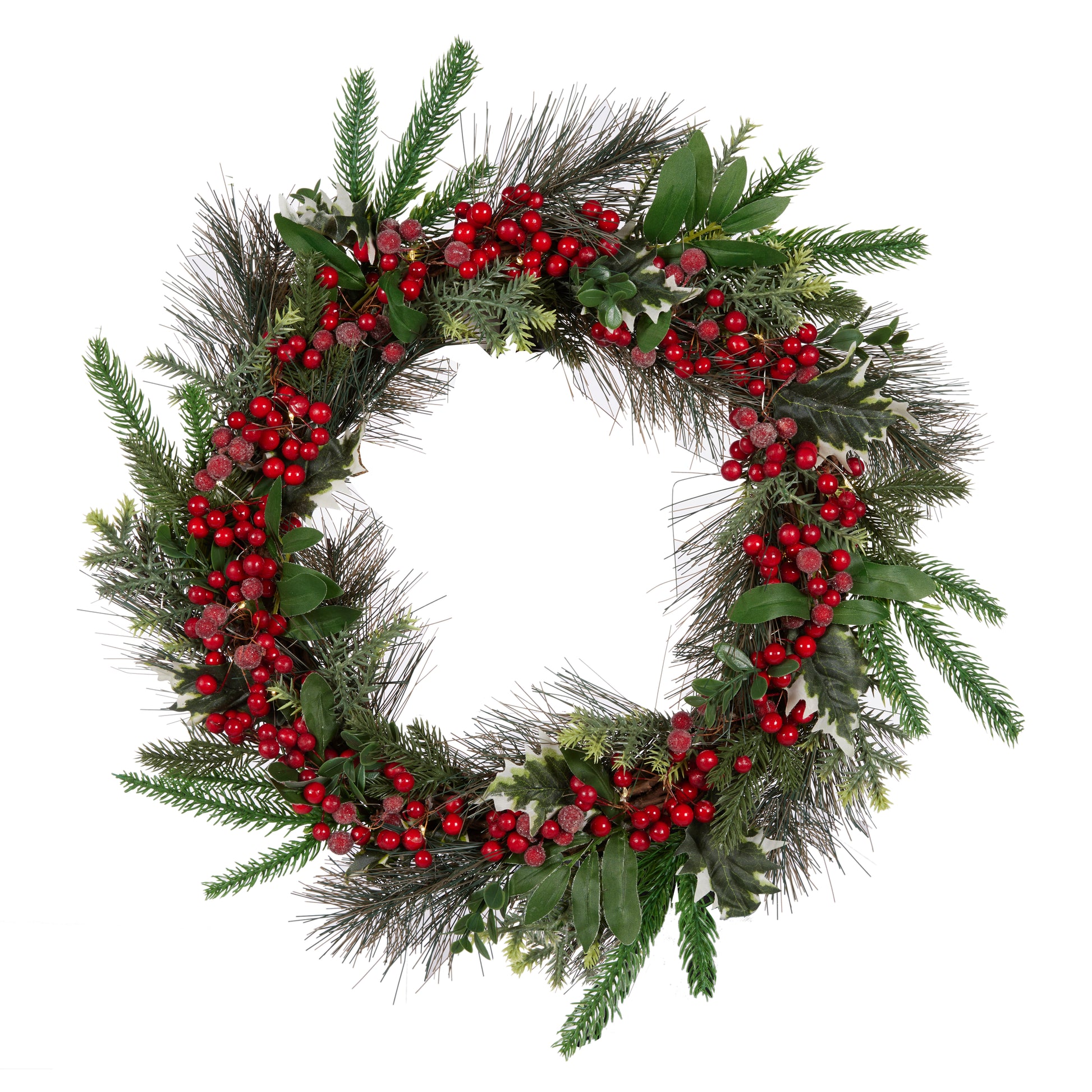 50Cm Spruce Berry Wreath With Led Holly Ivy 50cm-spruce-berry-wreath-with-led-holly-ivy