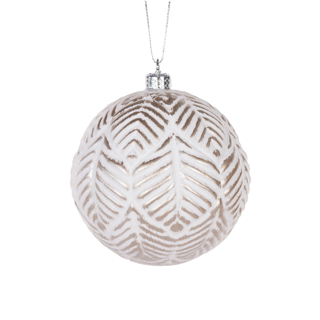 White And Champagne Atec Leaf Bauble